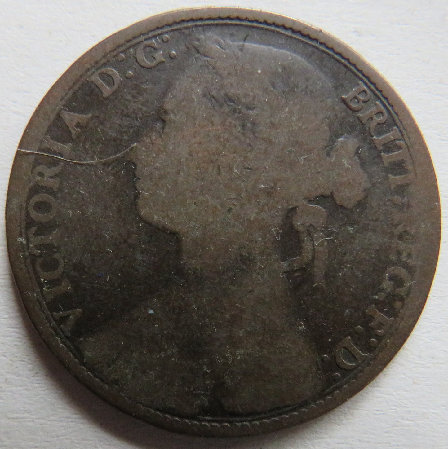 1879 Queen Victoria Bun Head One Penny Coin - Great Britain