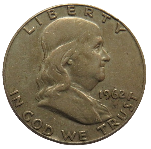 1962-D USA Silver Franklin Half Dollar $1/2 Coin.