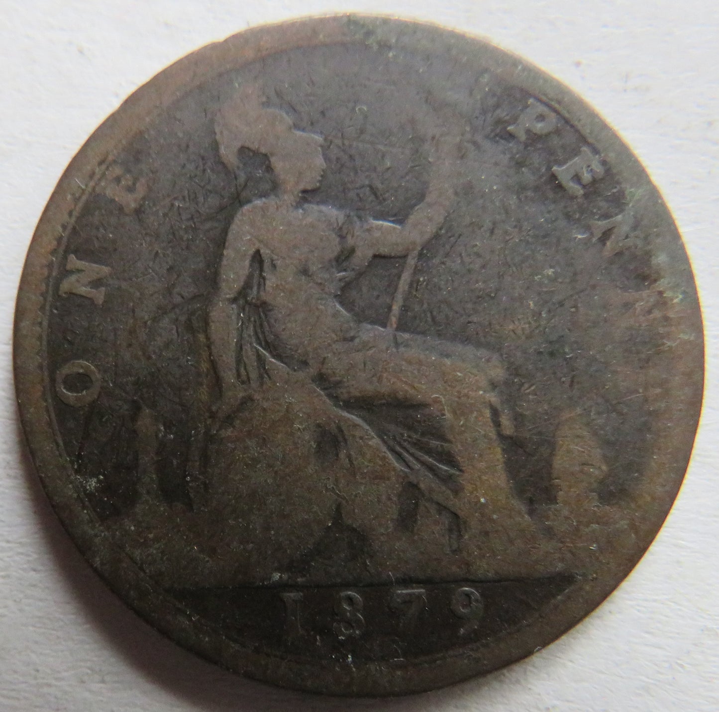 1879 Queen Victoria Bun Head One Penny Coin - Great Britain