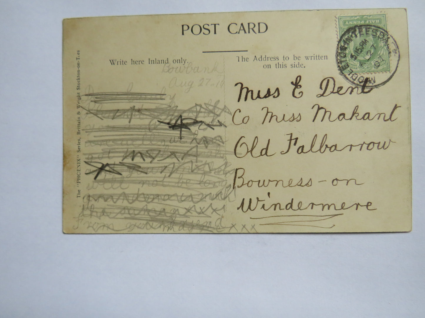 Vintage Postcard of Middleton-In-Teesdale Church 1907