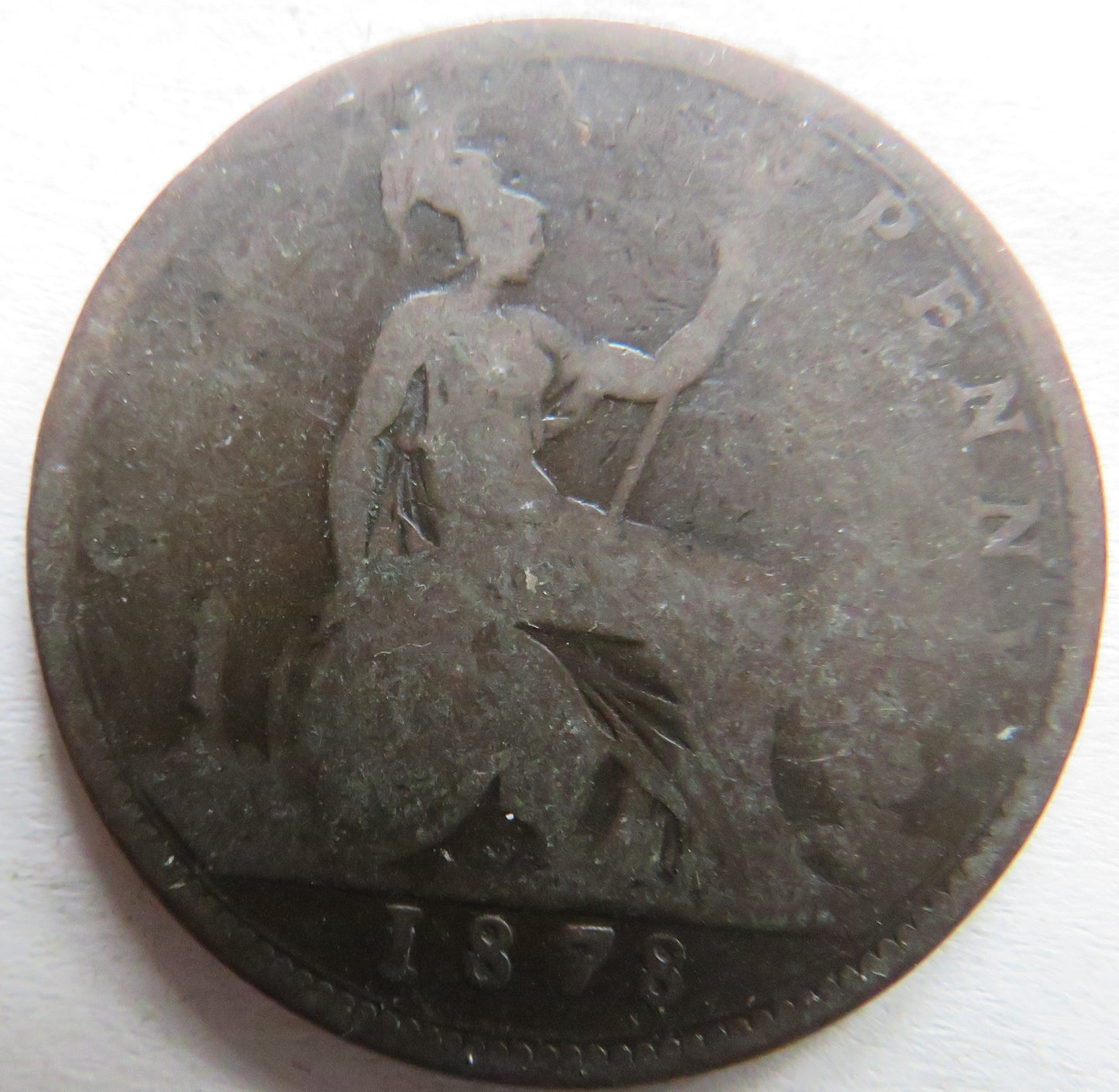 1878 Queen Victoria Bun Head One Penny Coin - Great Britain