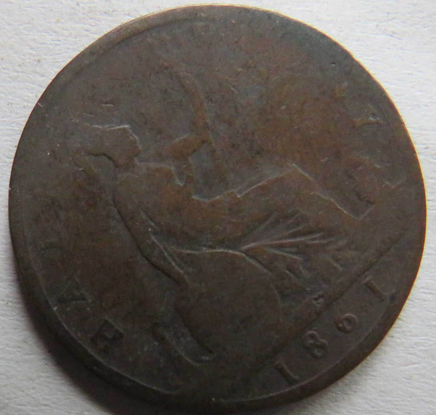 1861 Queen Victoria Bun Head Halfpenny Coin - Great Britain