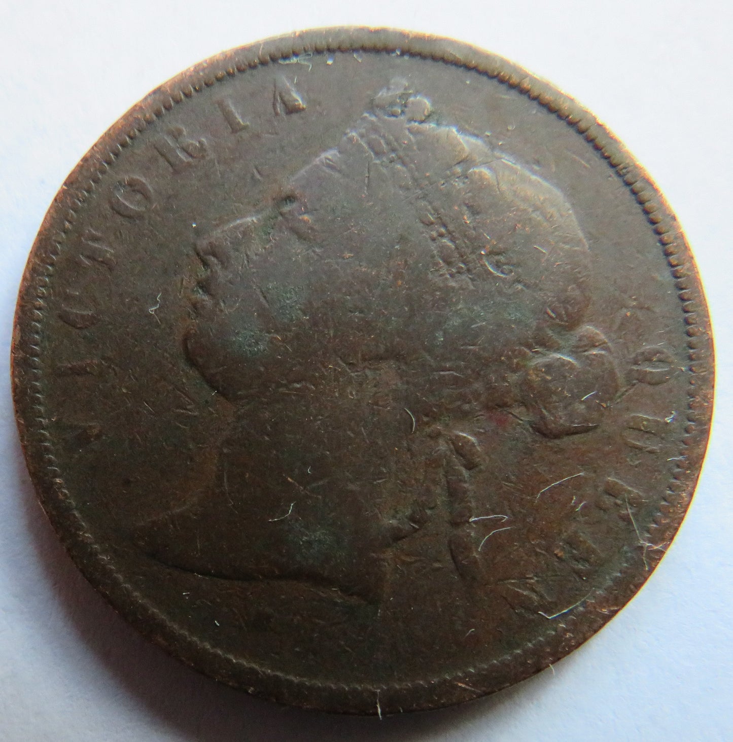 1874 Queen Victoria Straits Settlements One Cent Coin