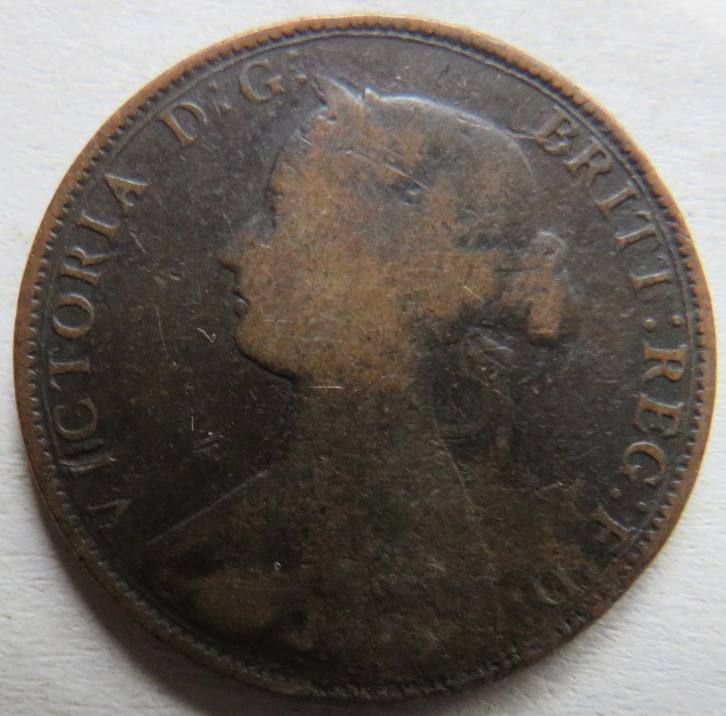 1862 Queen Victoria Bun Head Halfpenny Coin - Great Britain