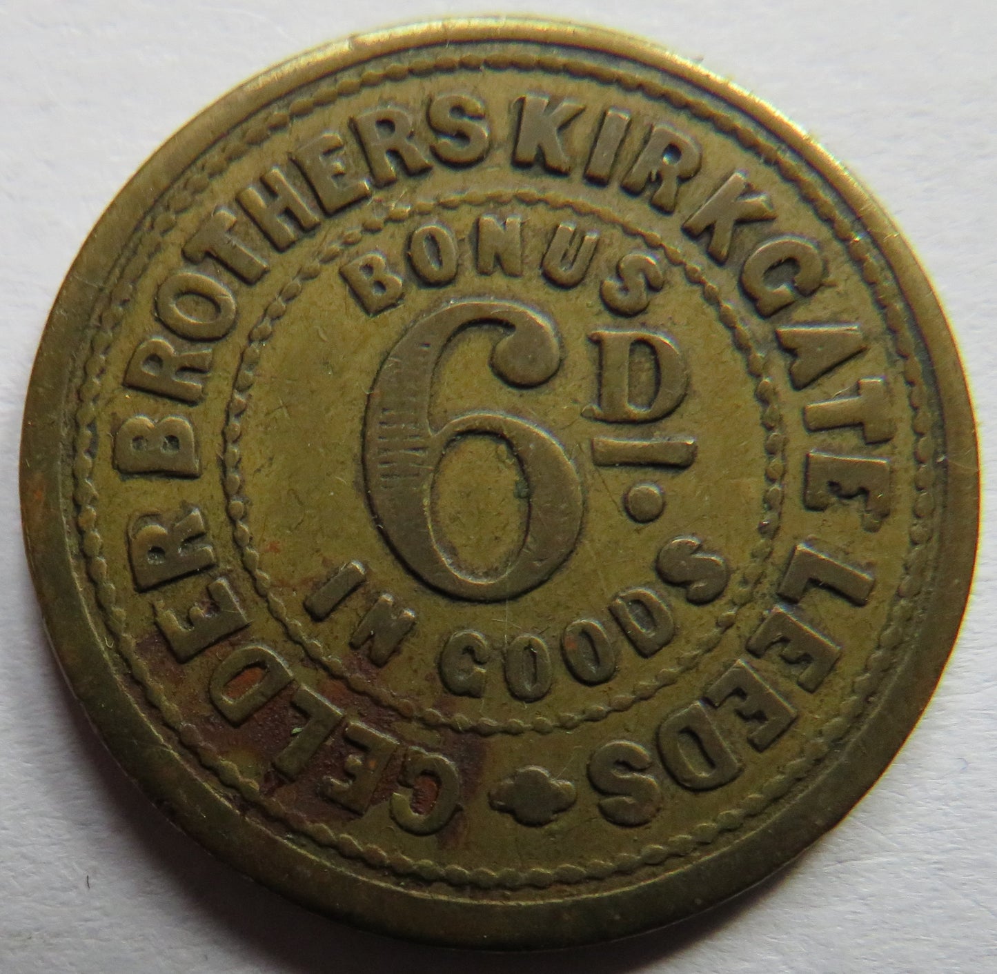 Gelder Brothers Kirkgate Leeds 6d Sixpence Token