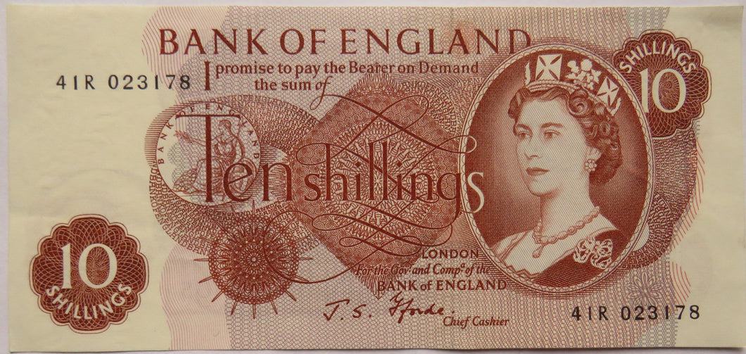 Bank of England 10 Shillings Banknote J.S. Fforde 41R