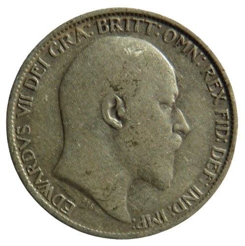 1910 King Edward VII Silver Sixpence Coin - Great Britain