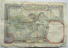 Load image into Gallery viewer, 1941 Algeria 5 Francs Banknote
