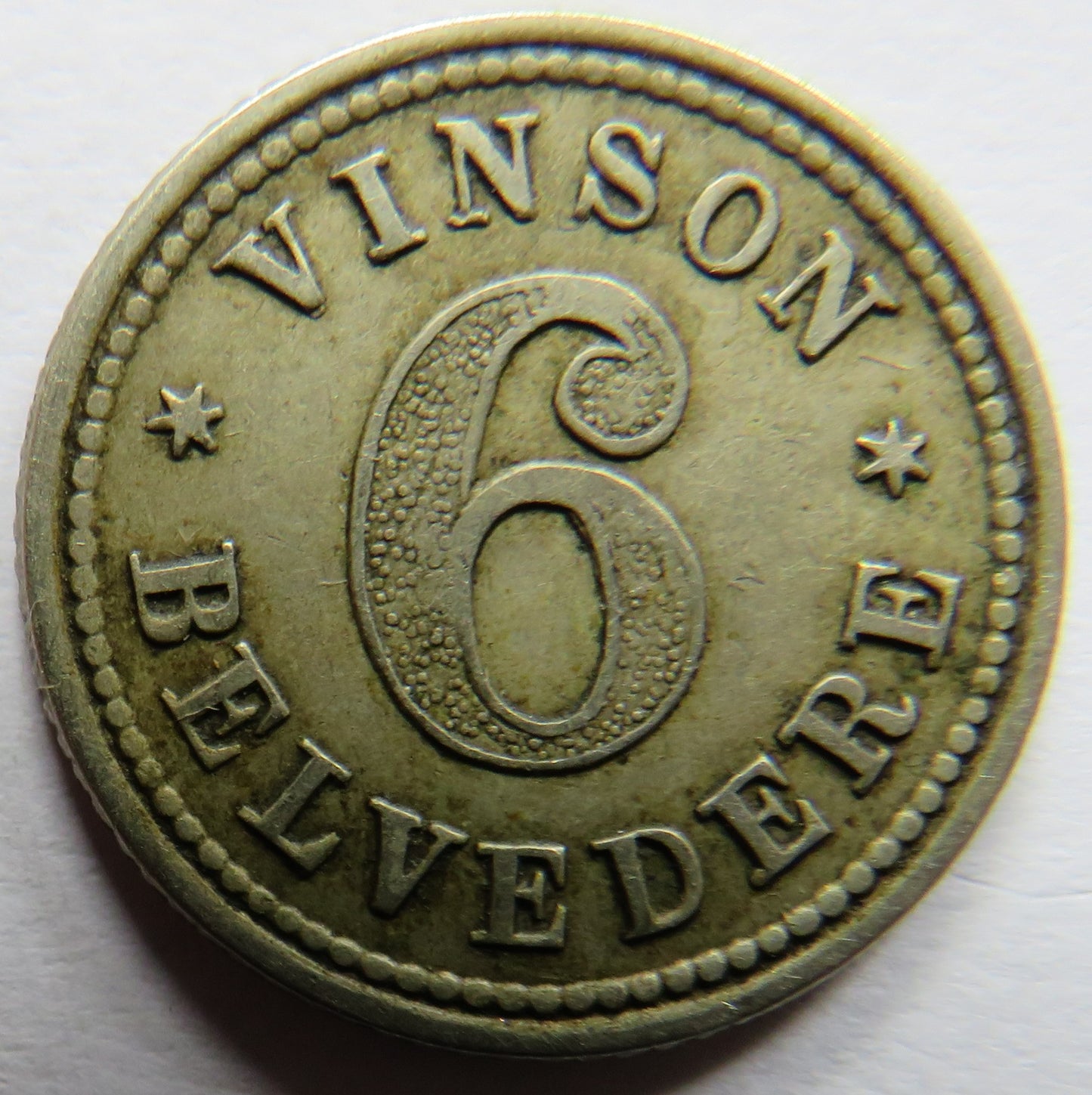 Vinson Belvedere 6d / Sixpence Vintage Token