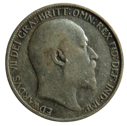 1909 King Edward VII Silver Sixpence Coin - Great Britain