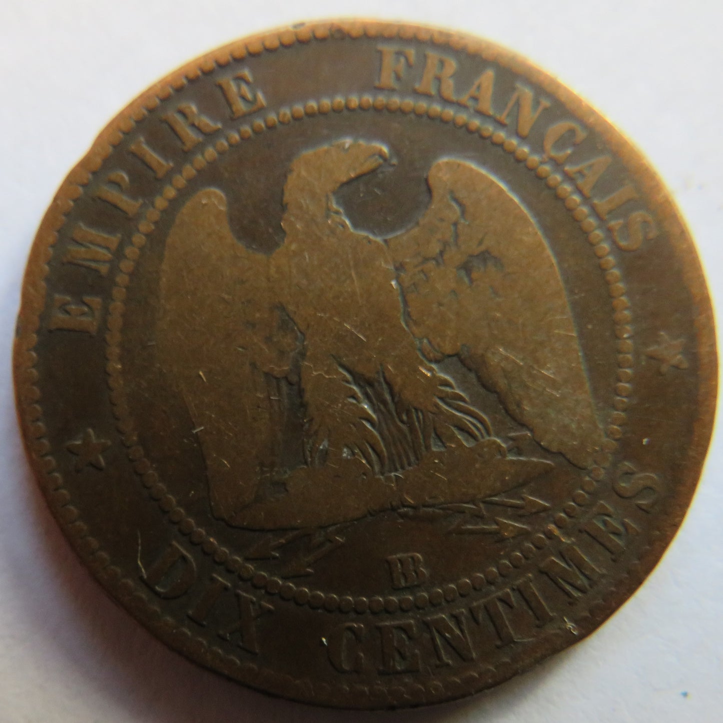 1862-BB France Napoleon III France 10 Centimes Coin