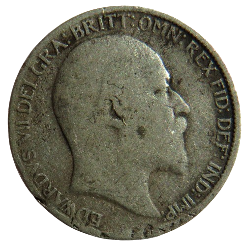 1909 King Edward VII Silver Sixpence Coin - Great Britain