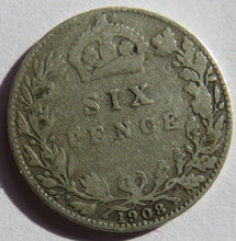 Load image into Gallery viewer, 1908 King Edward VII Silver Sixpence Coin - Great Britain
