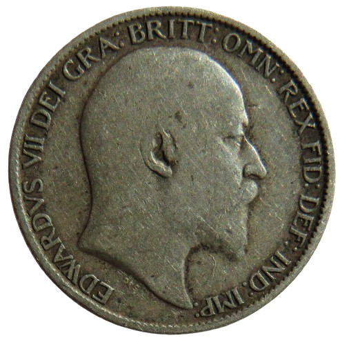 1907 King Edward VII Silver Sixpence Coin - Great Britain