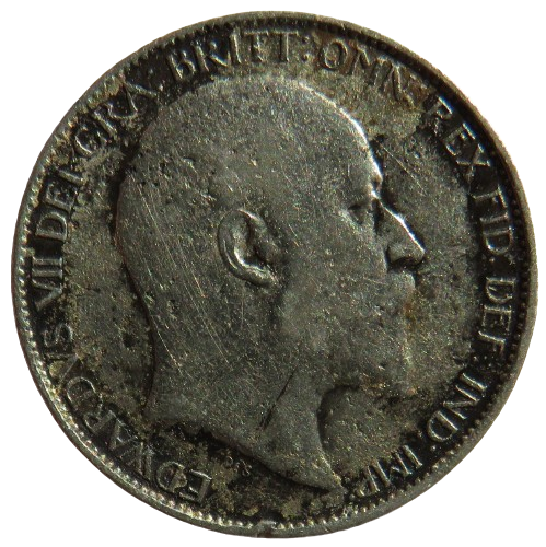 1907 King Edward VII Silver Sixpence Coin - Great Britain