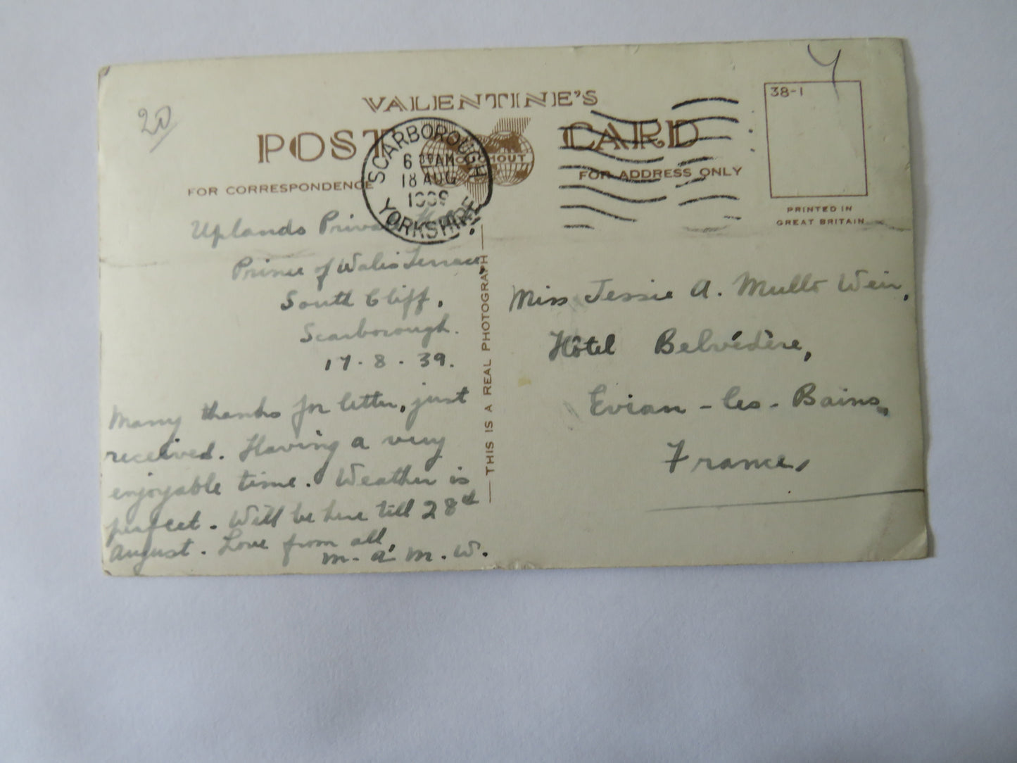 Vintage Postcard of Peasholm Park, Scarborough