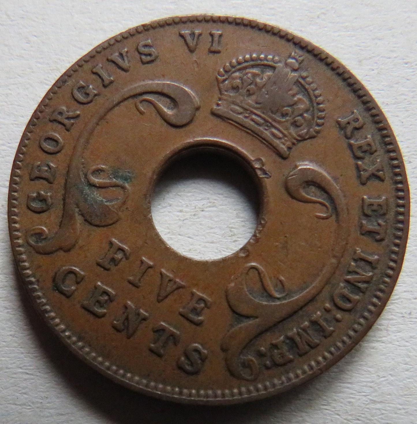 1941 East Africa 5 Cents Coin