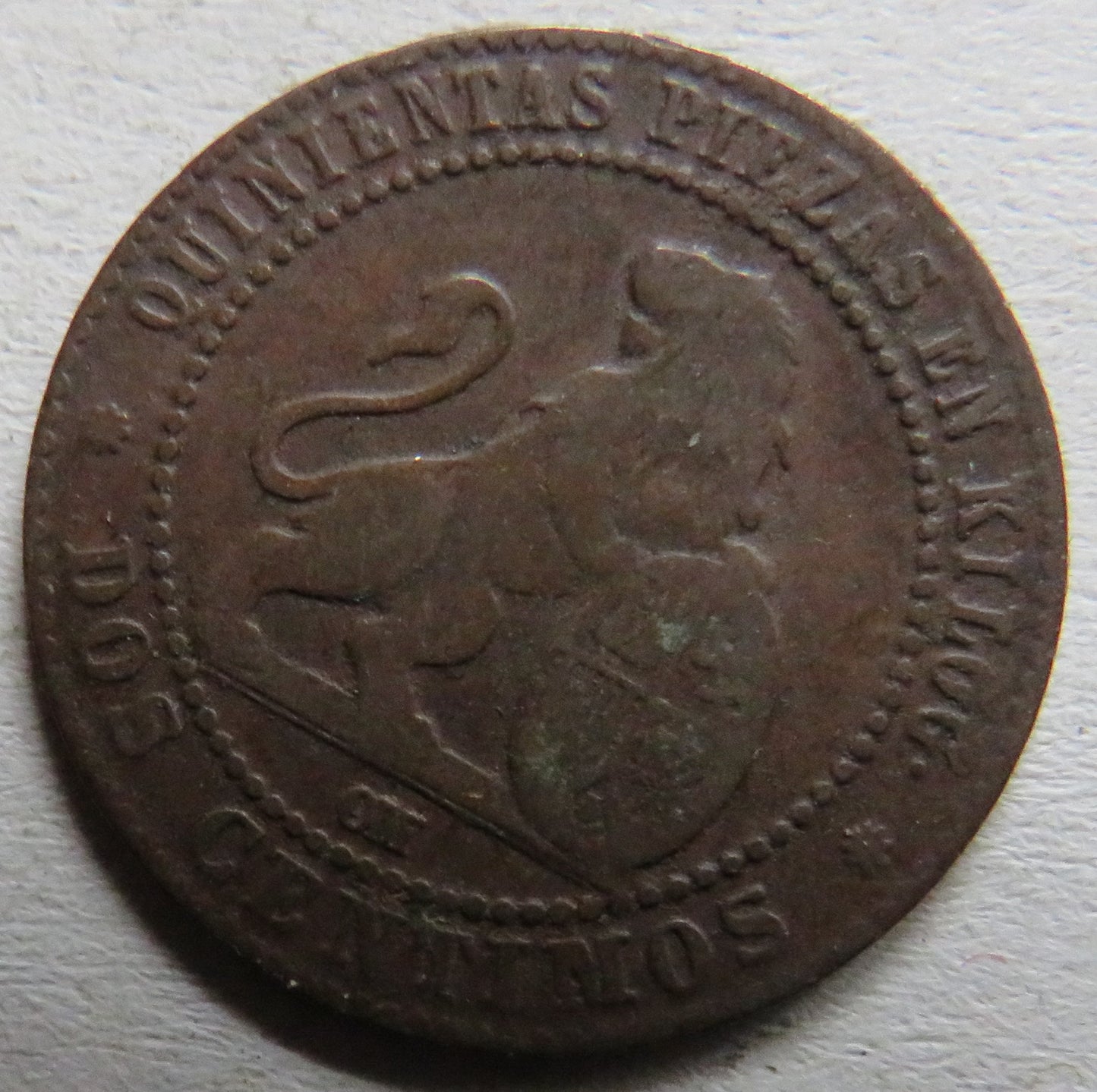 1870 Spain 2 Centimos Coin