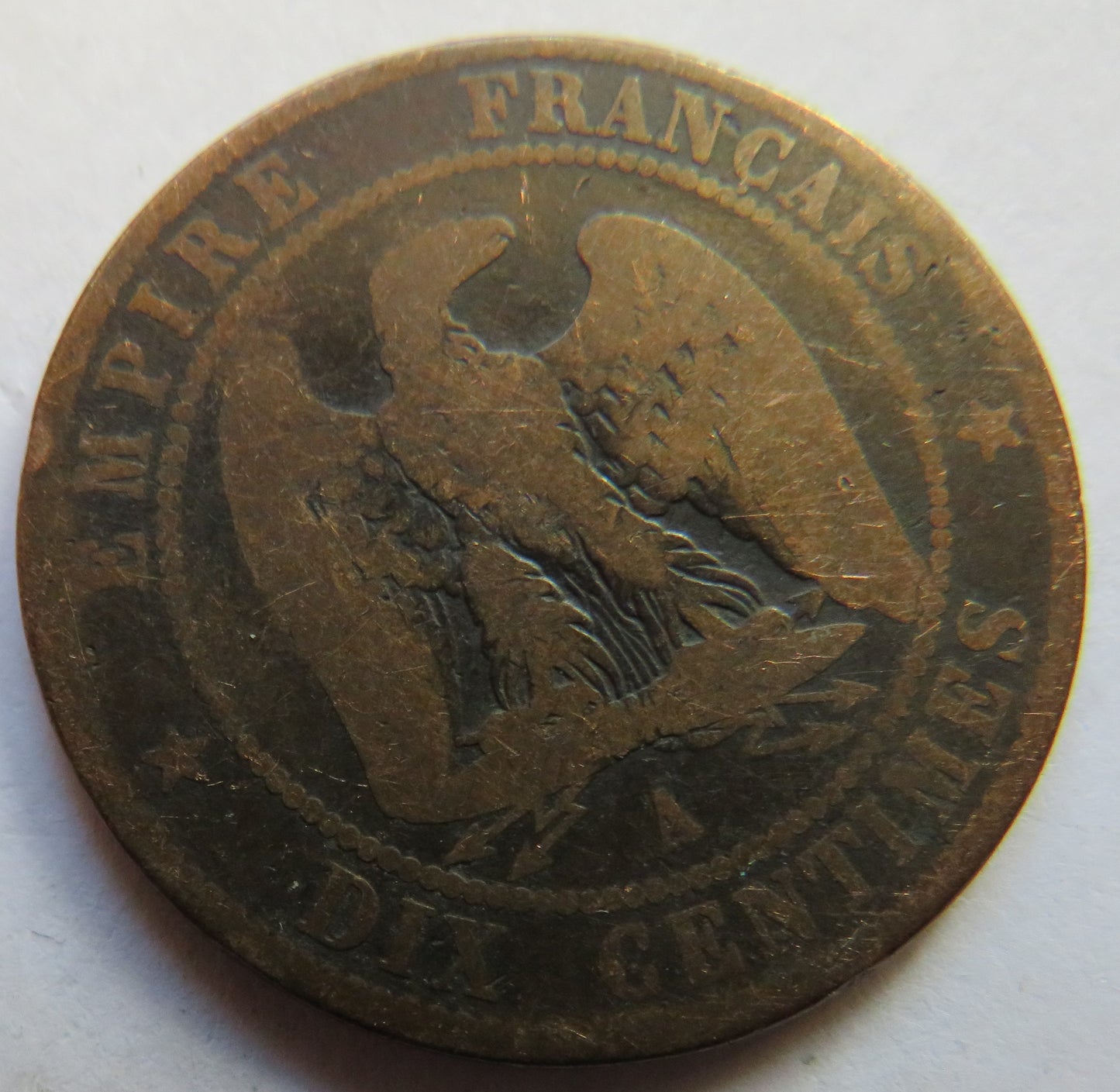 1854-A France Napoleon III 10 Centimes Coin