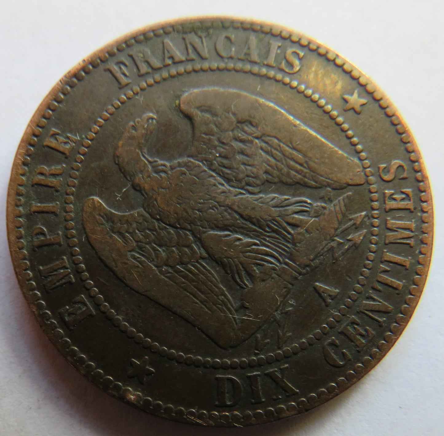 1854-A France Napoleon III 10 Centimes Coin