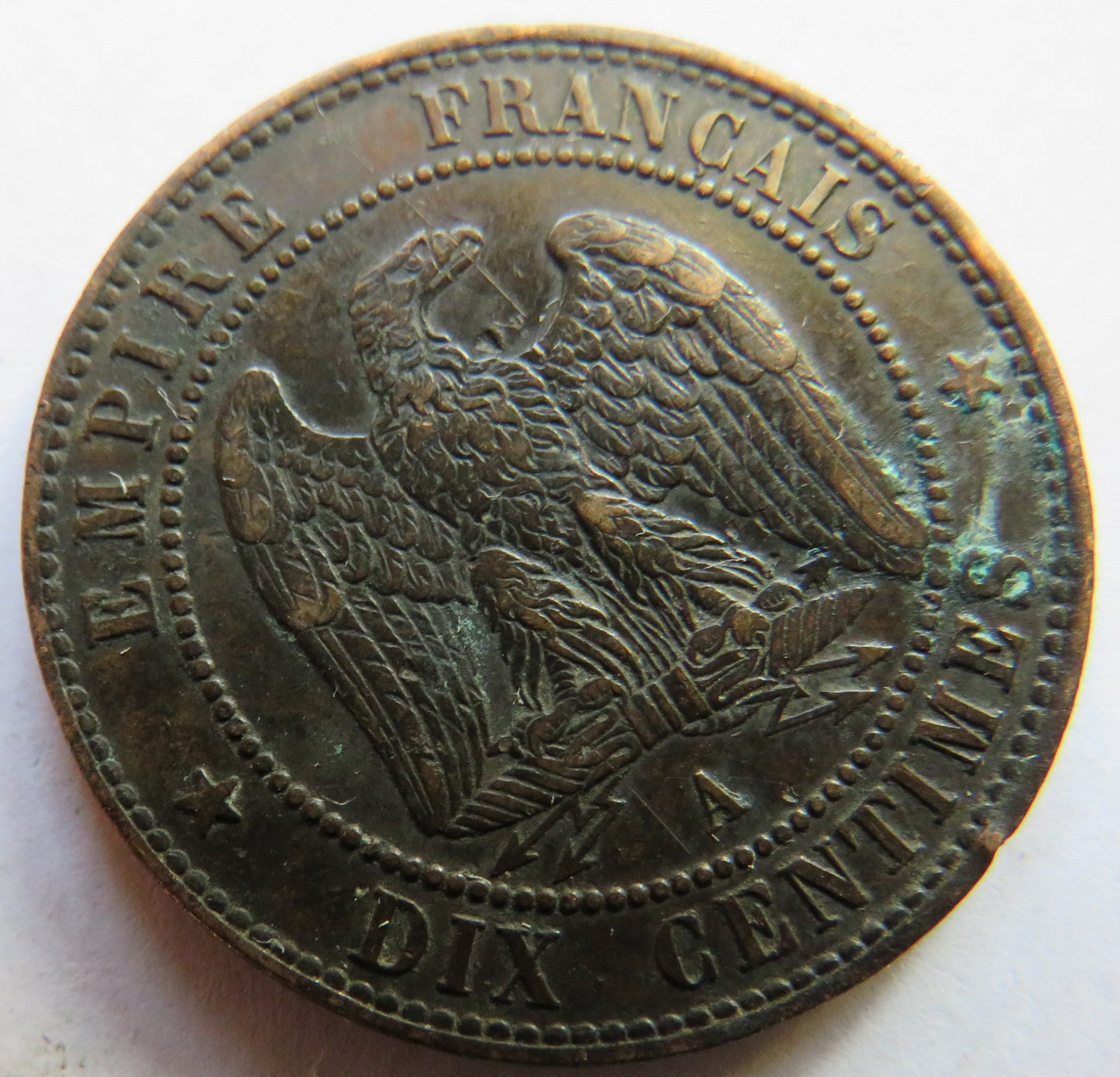 1855-A France Napoleon III 10 Centimes Coin