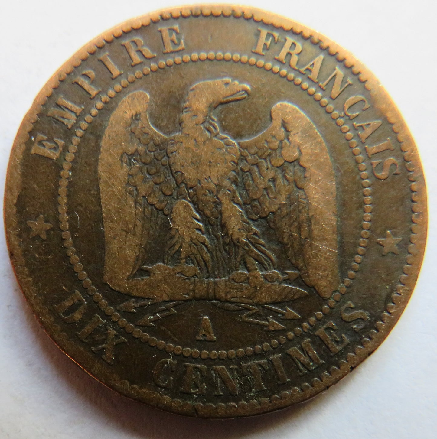1856-A France Napoleon III 10 Centimes Coin