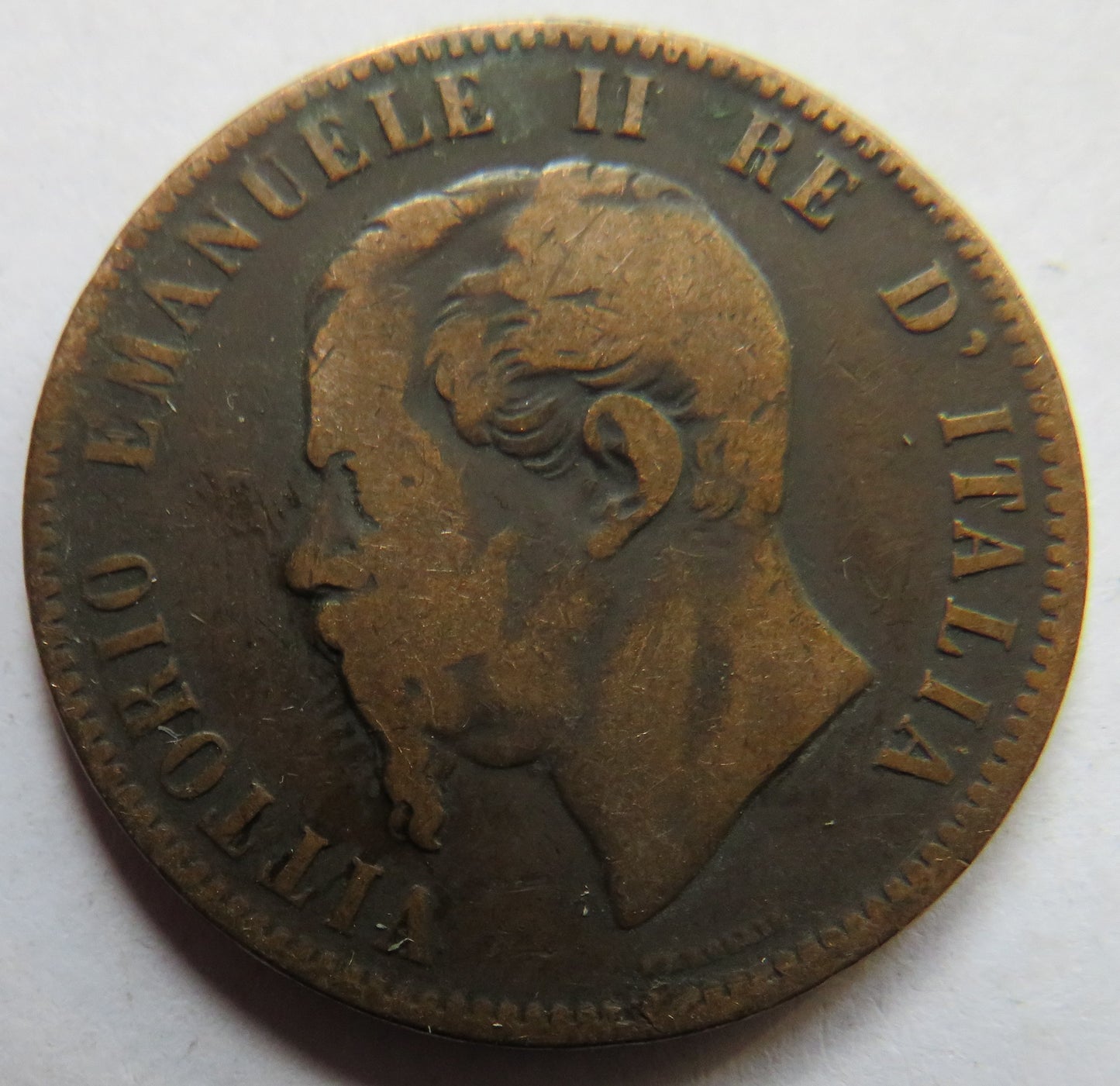 1863 Italy 10 Centesimi Coin