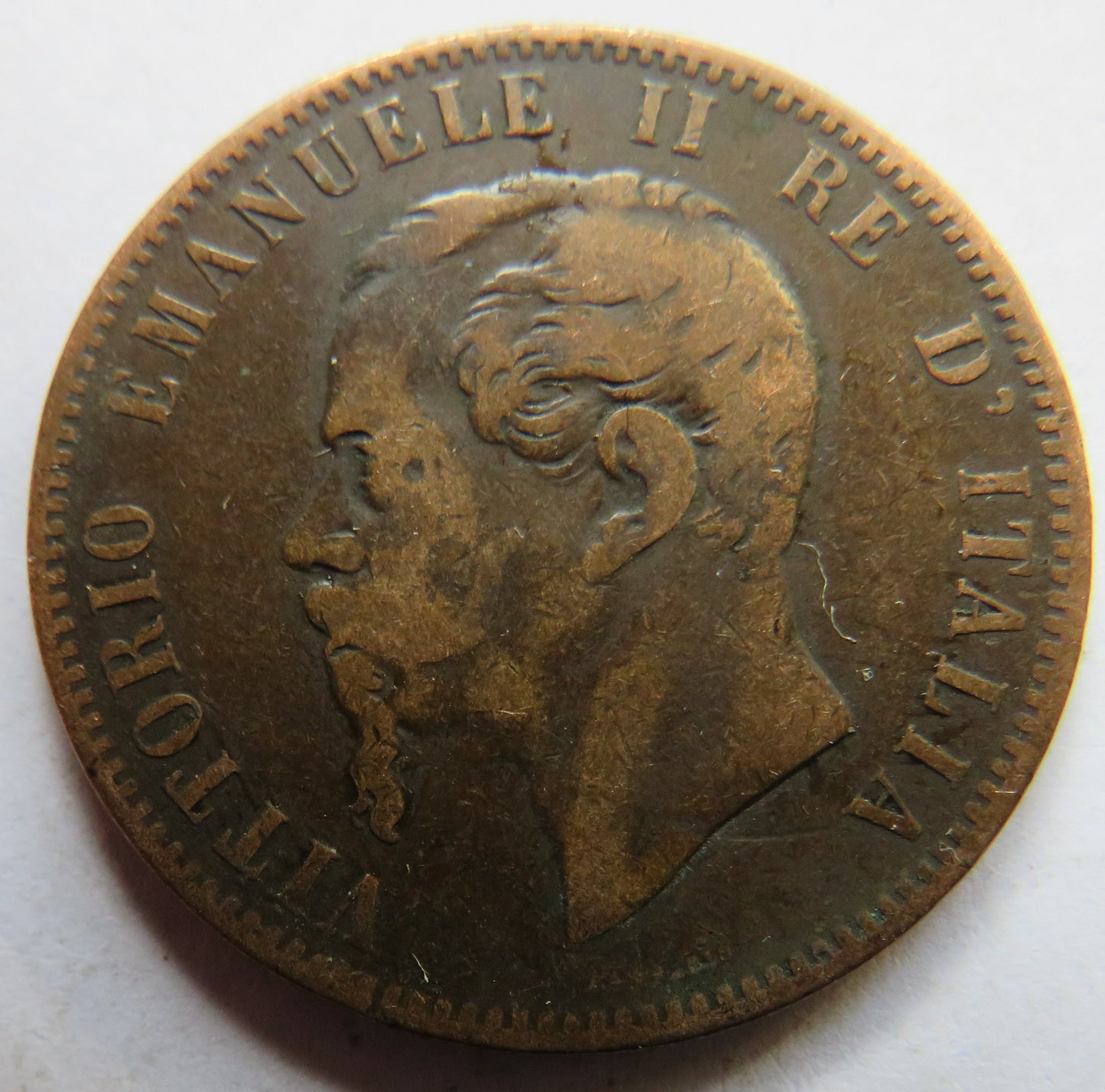 1866-H Italy 10 Centesimi Coin