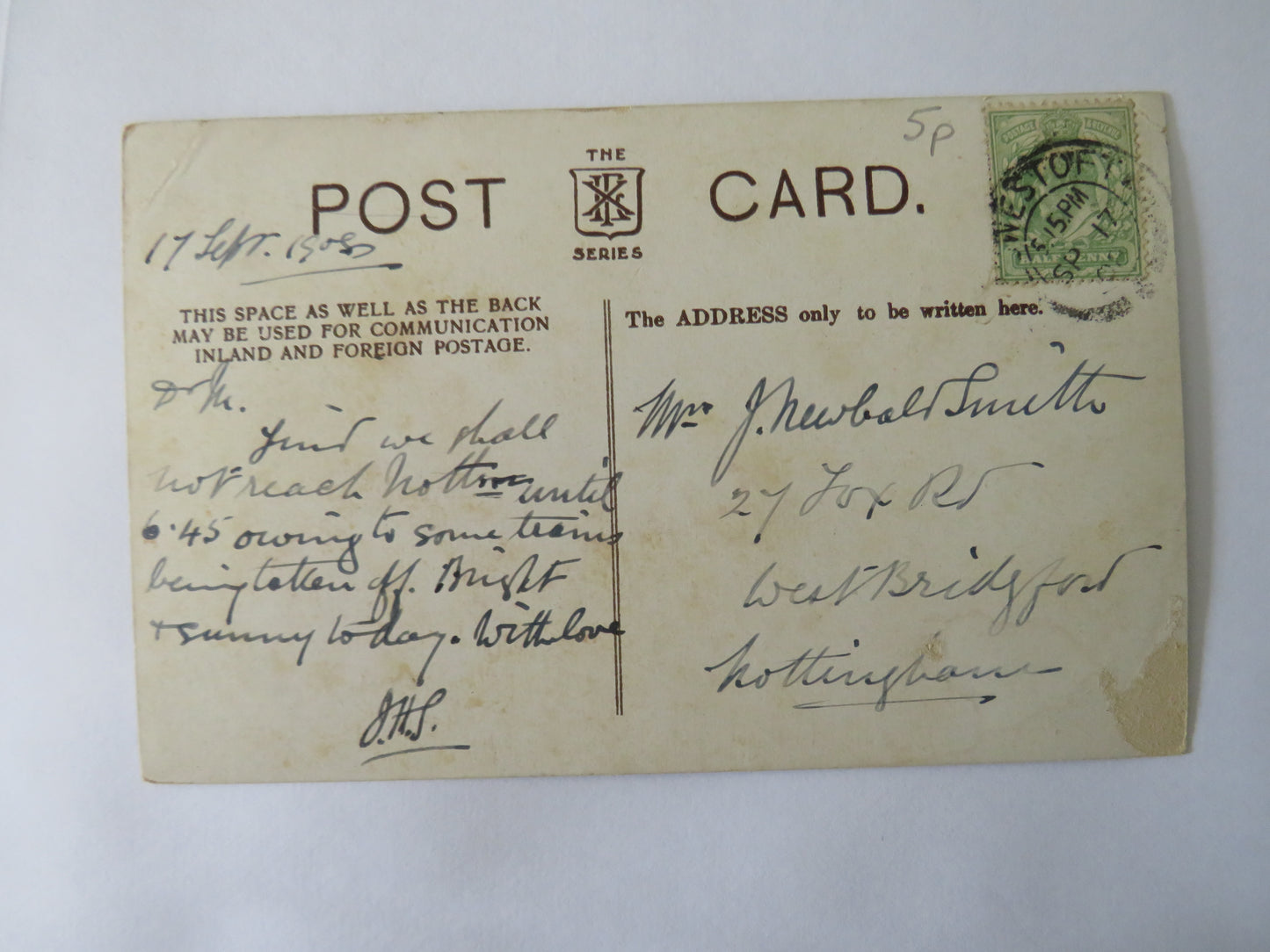 Vintage Postcard of a Rough Sea, Lowestoft