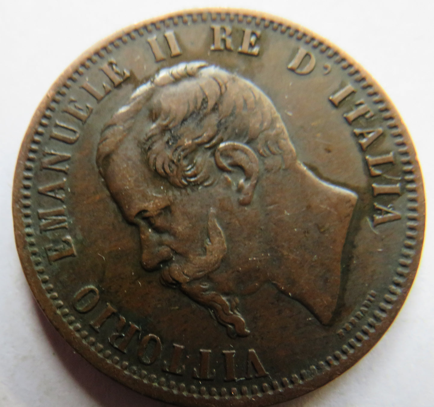 1866-M Italy 10 Centesimi Coin