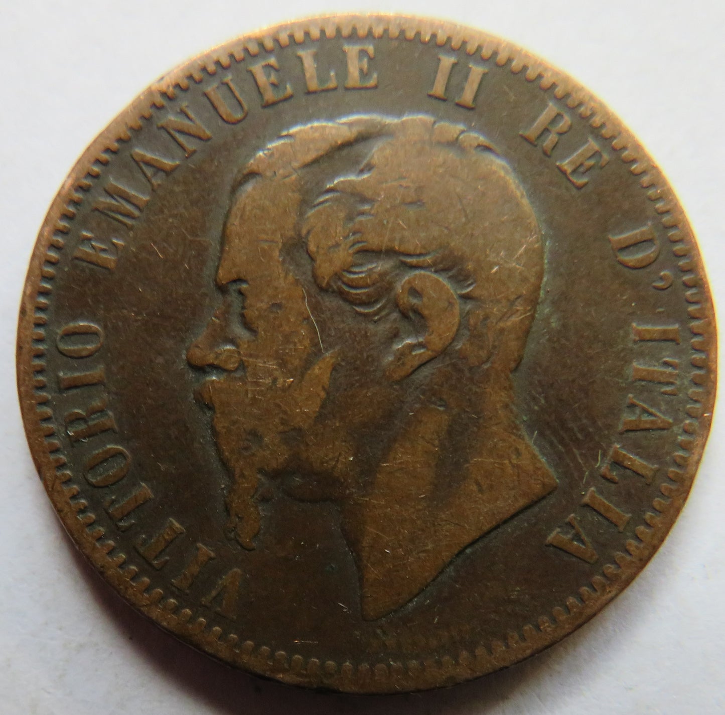 1866-M Italy 10 Centesimi Coin