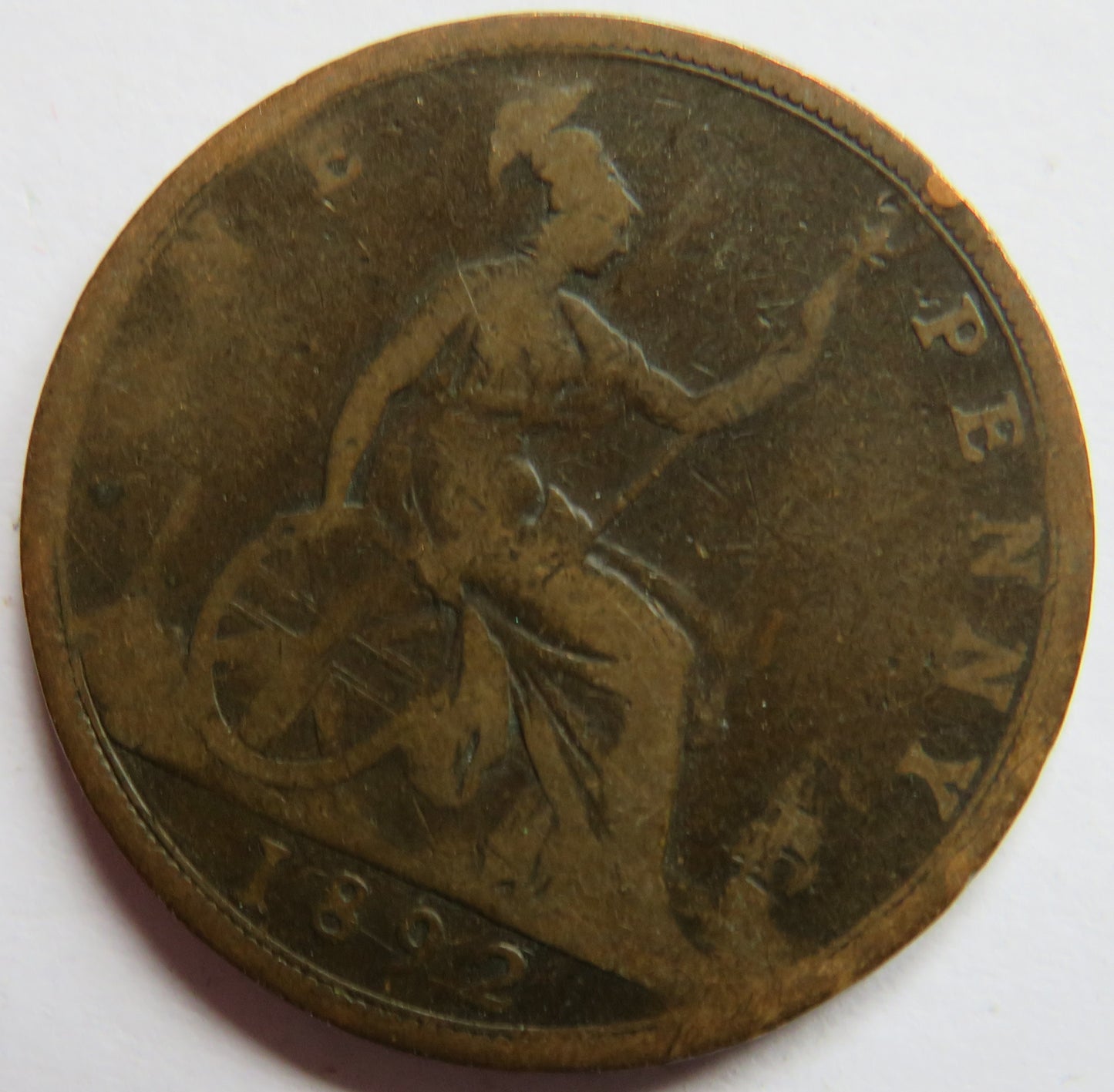 1892 Queen Victoria Bun Head One Penny Coin - Great Britain