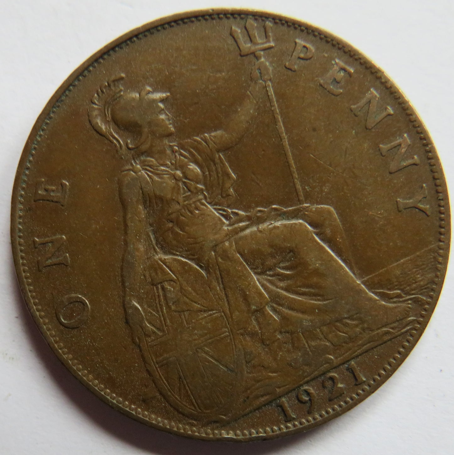 1921 King George V One Penny Coin - Great Britain