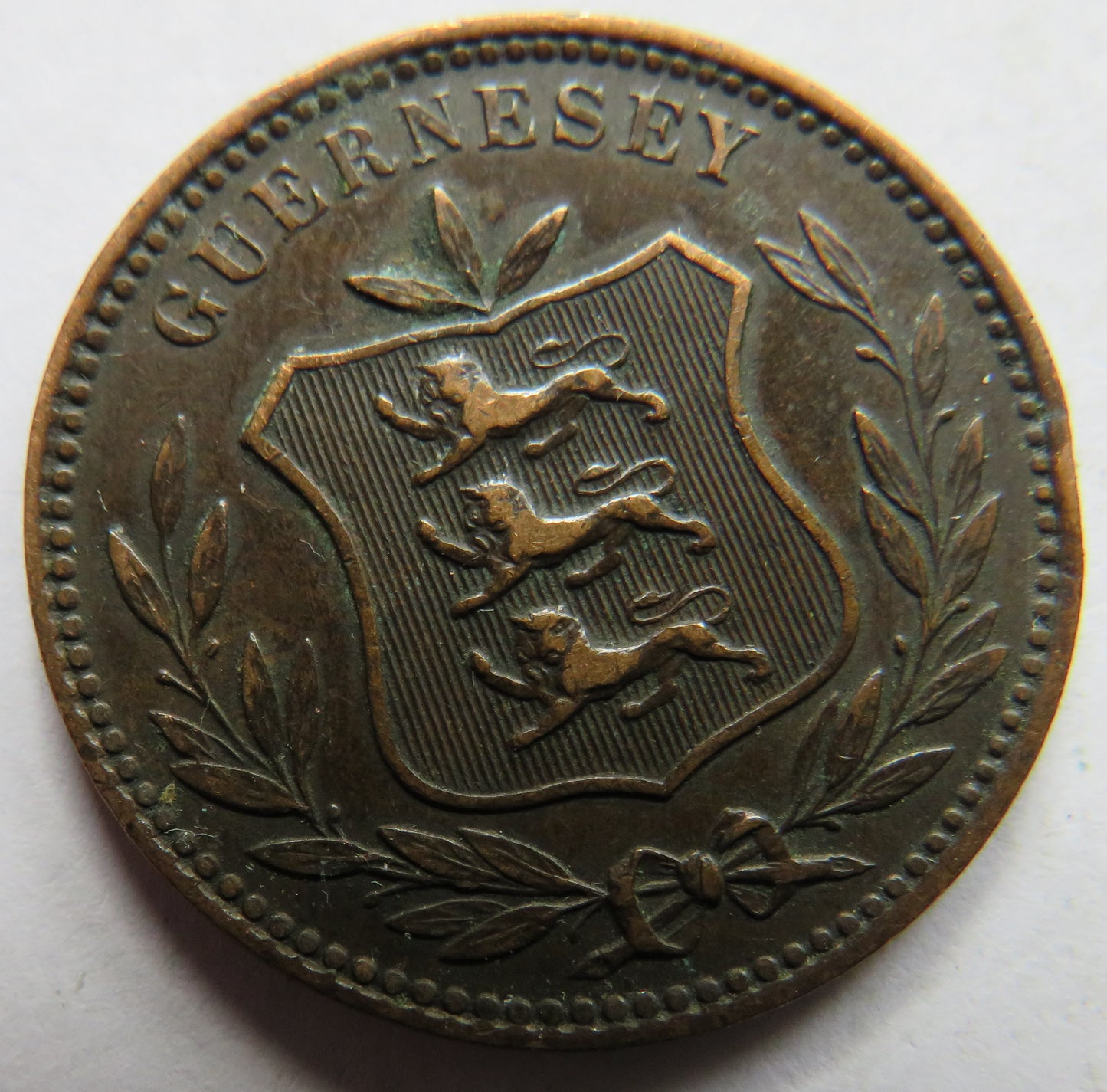1889-H Guernsey 8 Doubles Coin