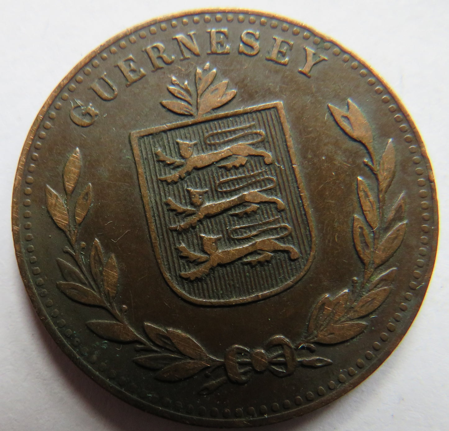 1918-H Guernsey 8 Doubles Coin