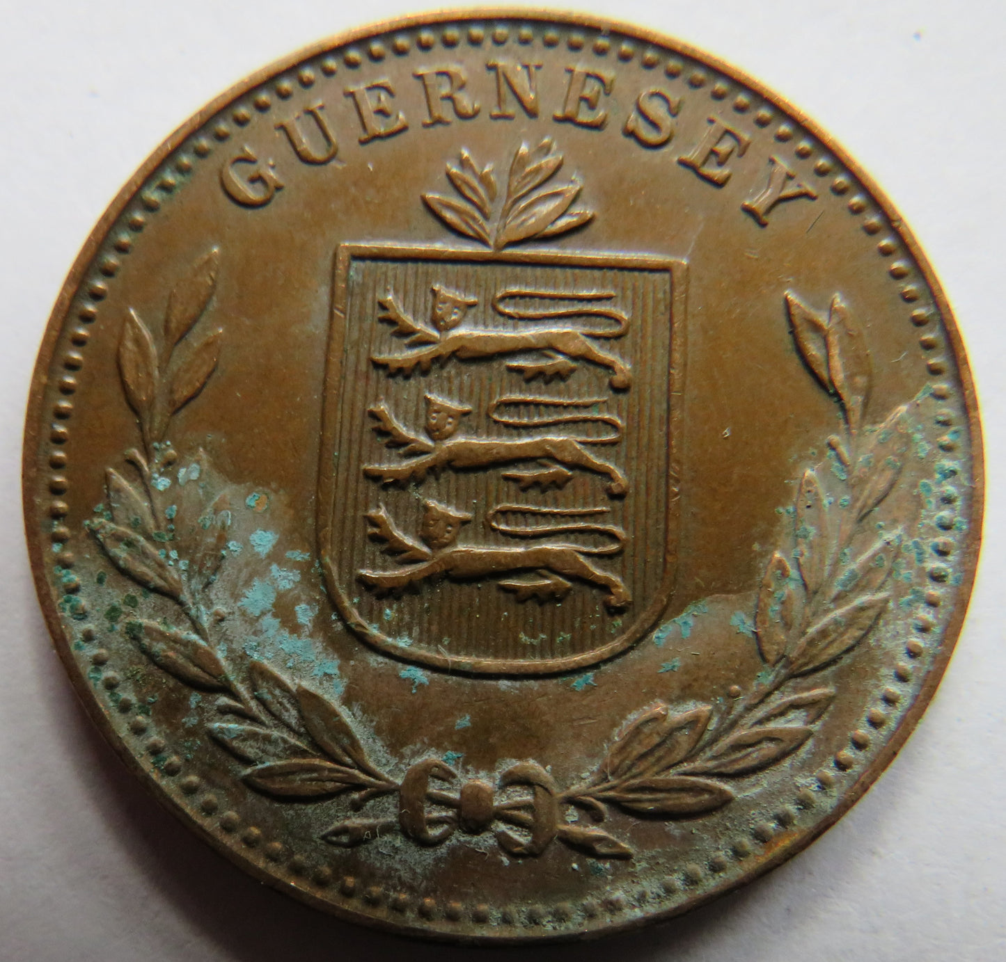 1938-H Guernsey 8 Doubles Coin