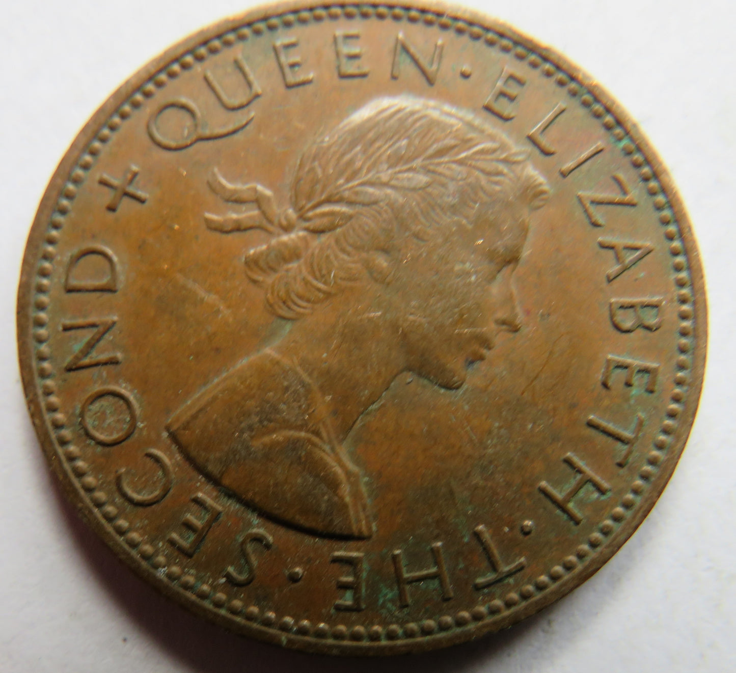 1958 Queen Elizabeth II New Zealand One Penny Coin
