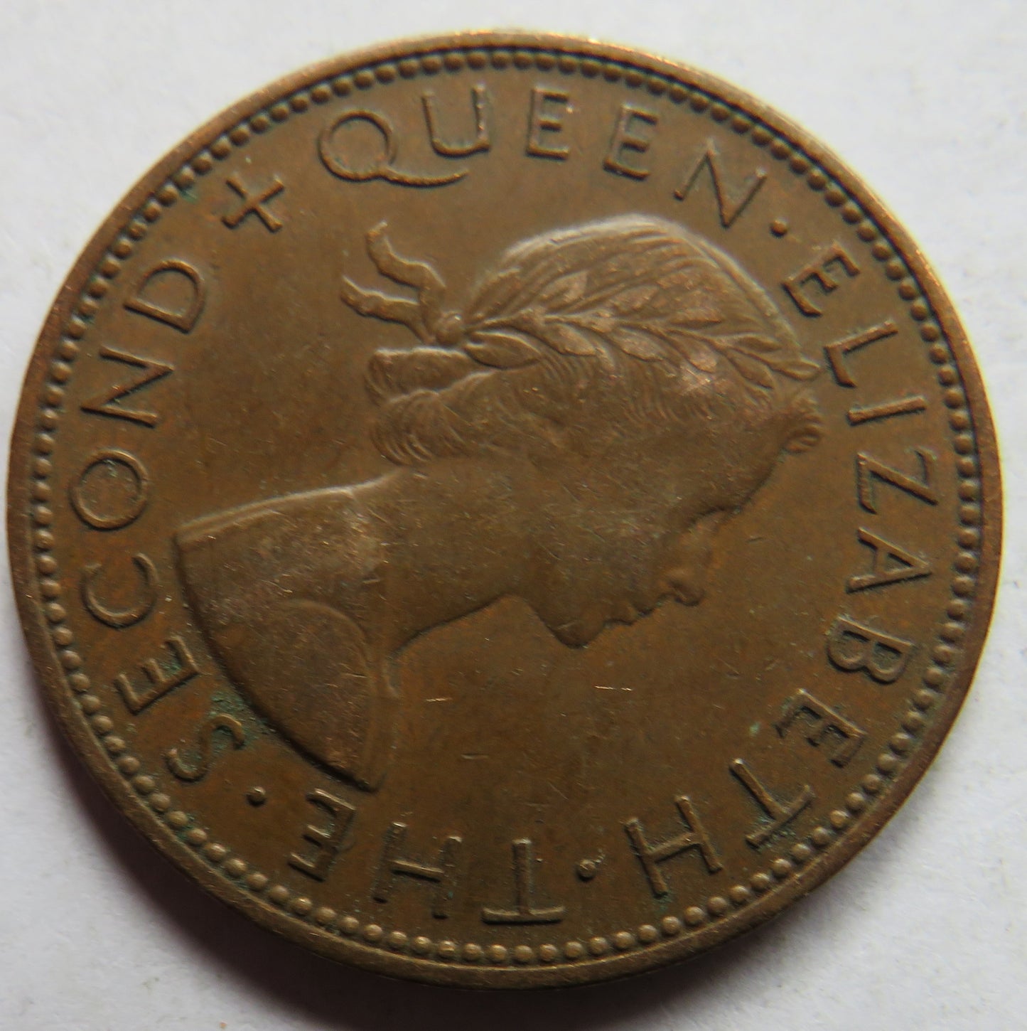 1958 Queen Elizabeth II New Zealand One Penny Coin