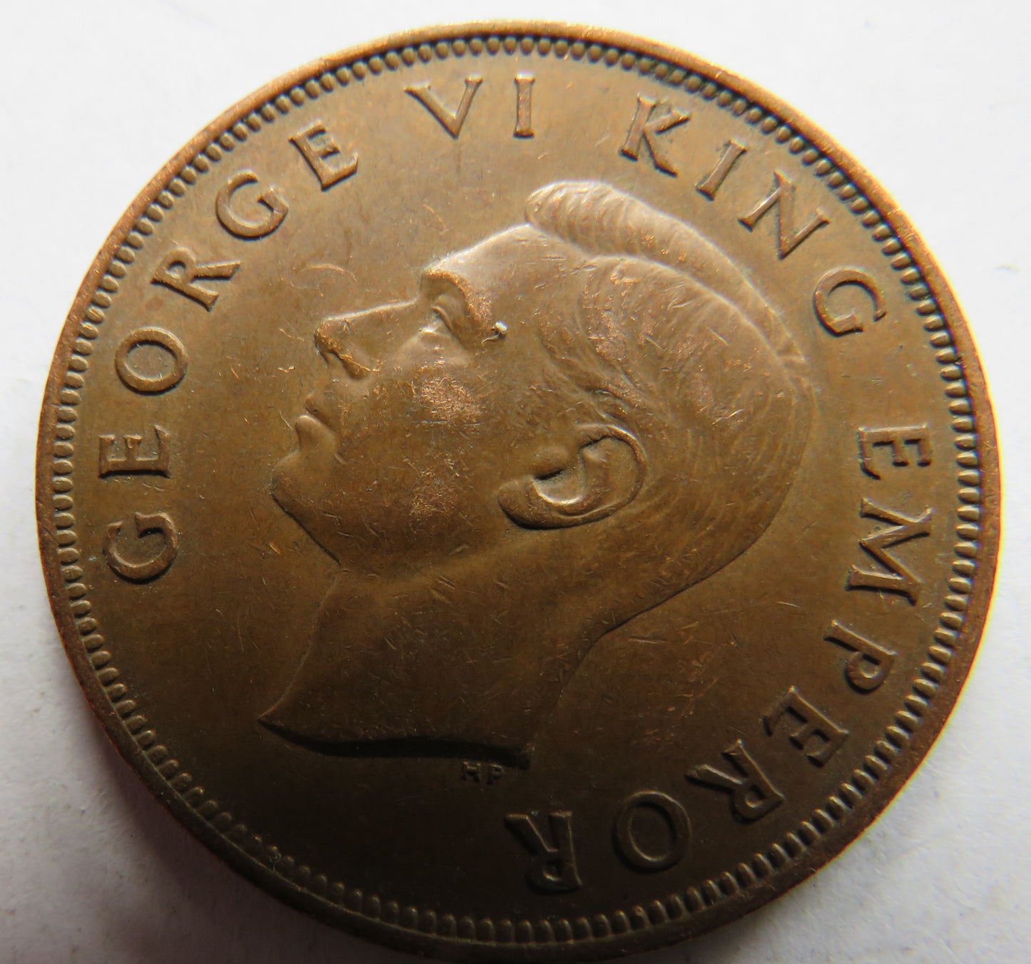 1944 King George VI New Zealand One Penny Coin
