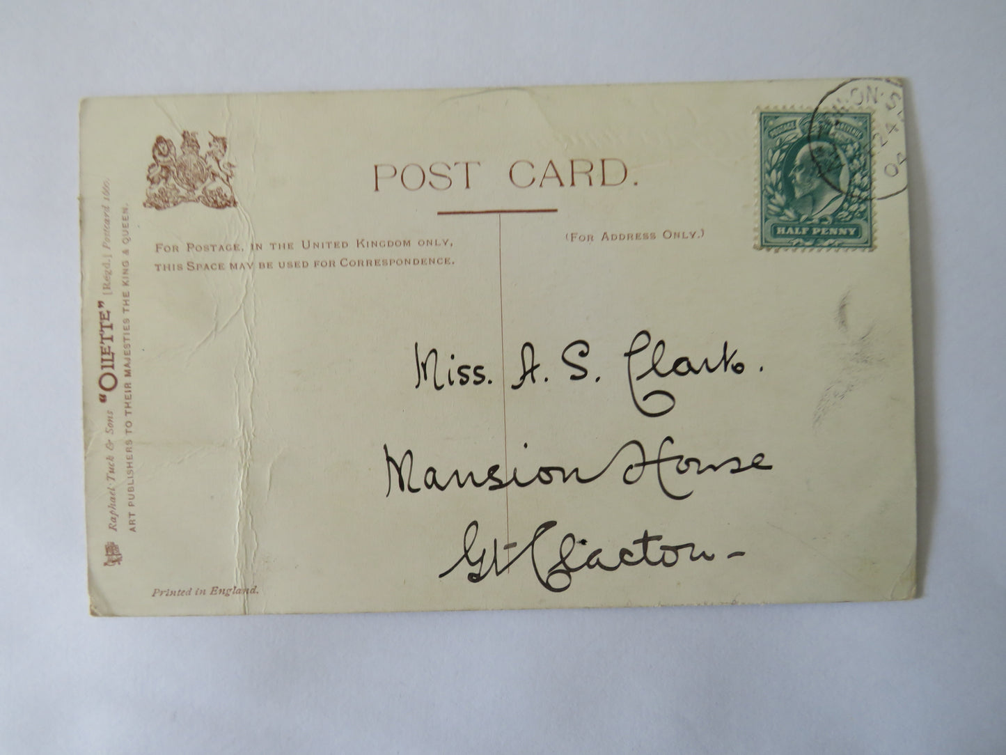 Vintage Postcard of Christmas Greetings, The Ferry House, Matlock, Bath, 1904