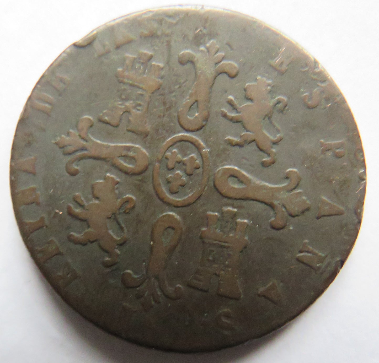 1842 Spain 8 Maravedis Coin