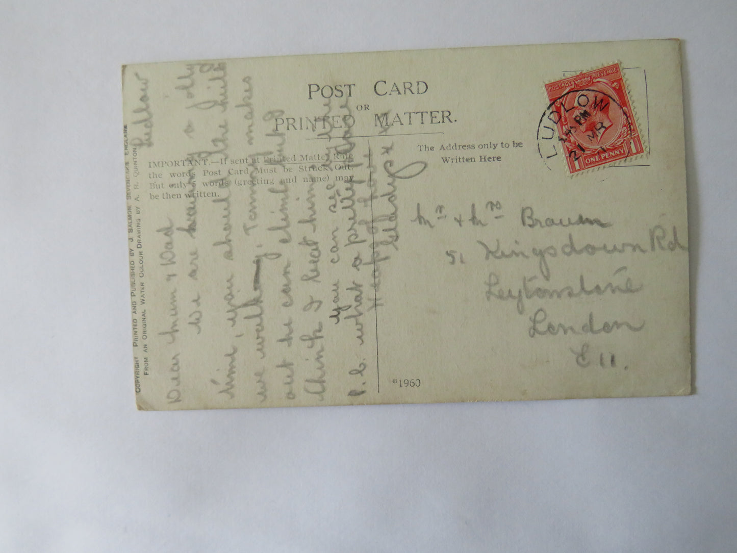 Vintage Postcard of In The Teme, Ludlow