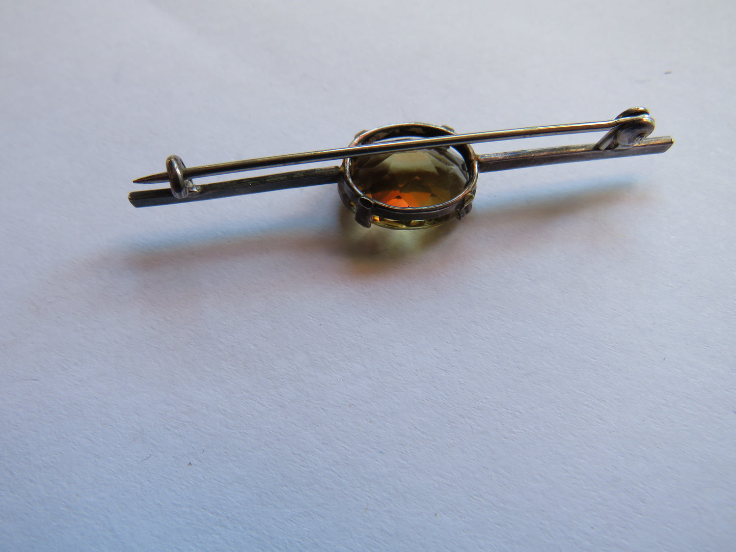 Vintage Silver & Citrine Bar Brooch