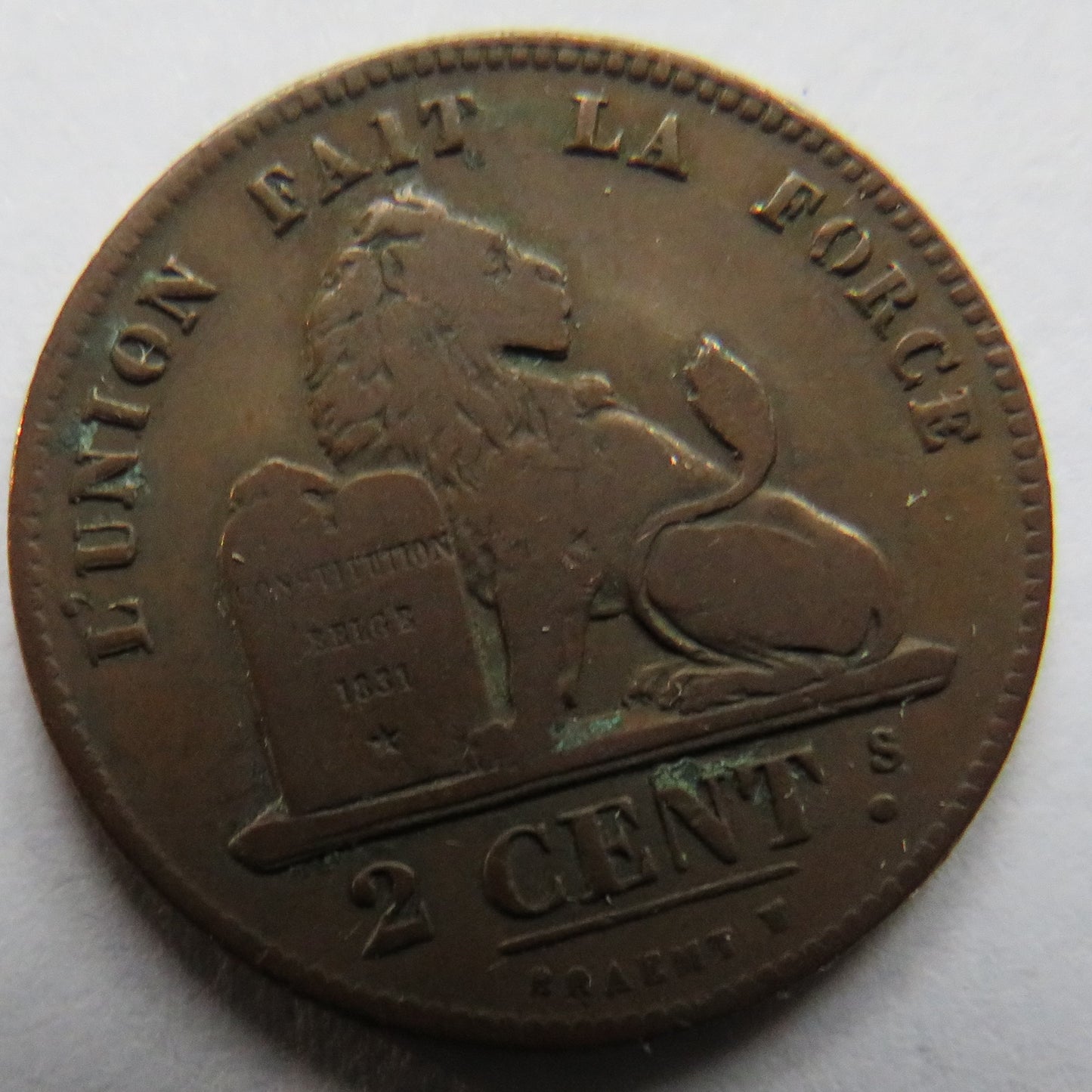 1835 Belgium 2 Centimes Coin