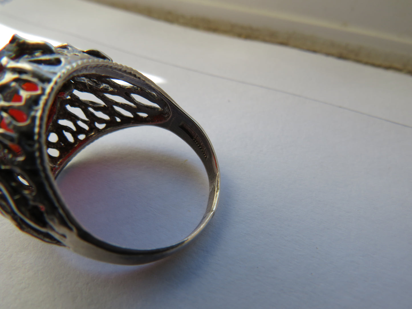 Large Sterling Silver & Carnelian Men's Ring UK Size U & 1/2