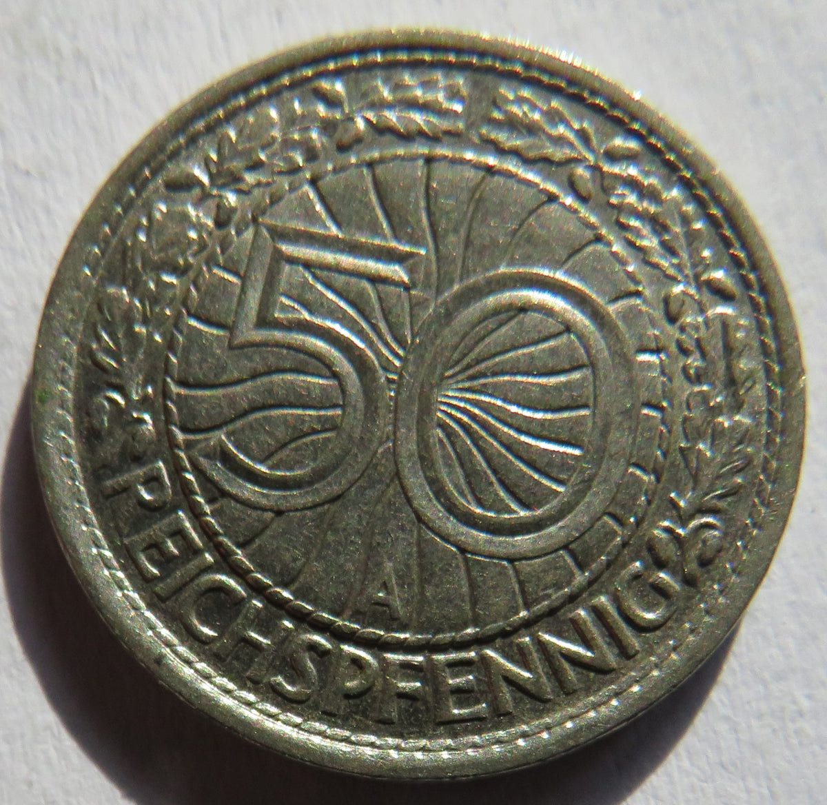 1928-A Germany - Weimar Republic 50 Reichspfennig Coin