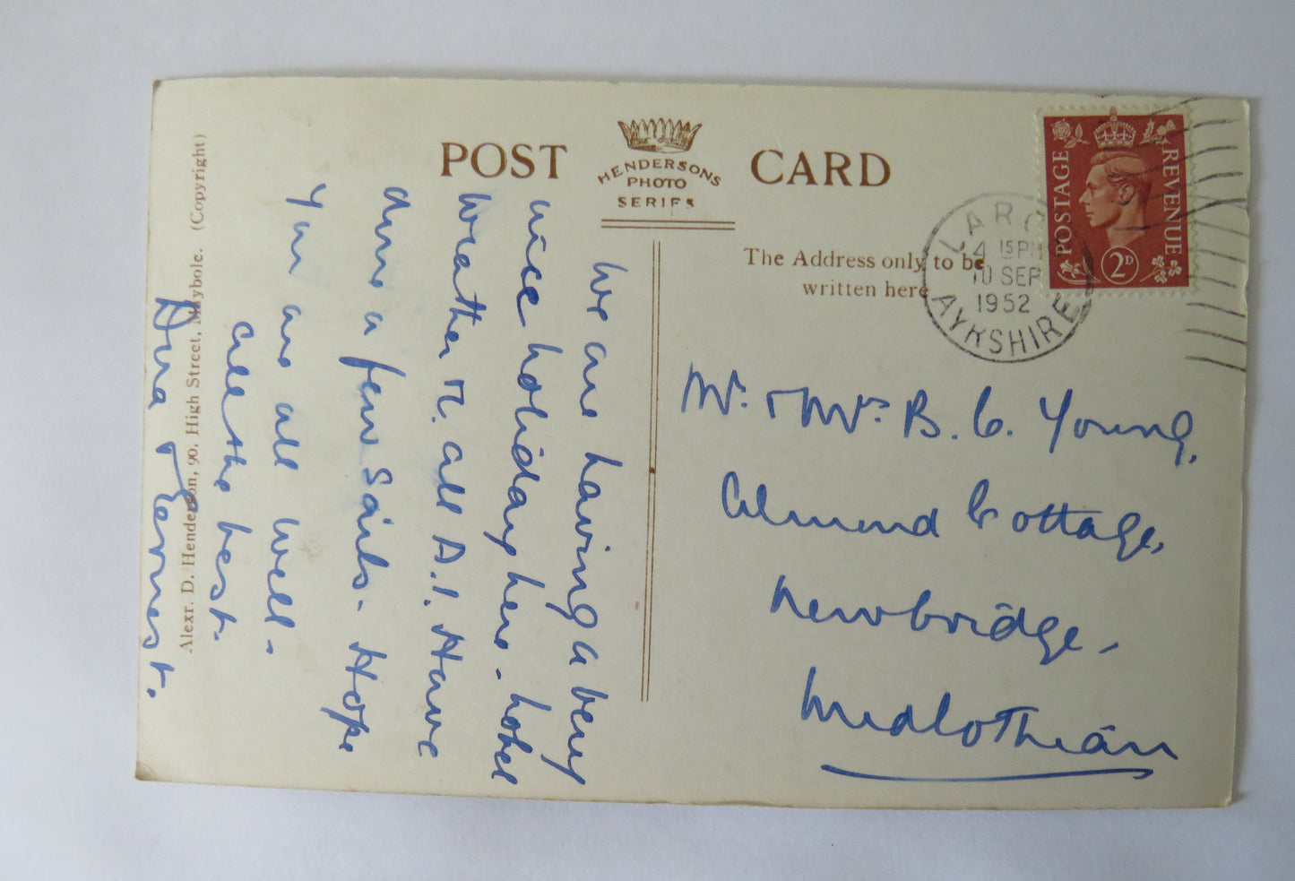 Vintage Postcard of From Largs, Burns - Auld Lang Syne, 1952