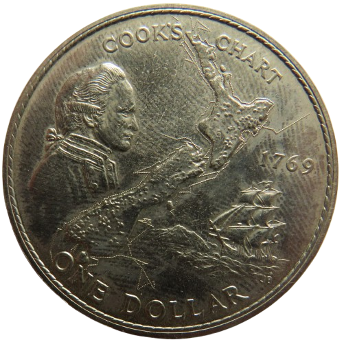 1969 New Zealand $1 One Dollar Coin Cook's Chart