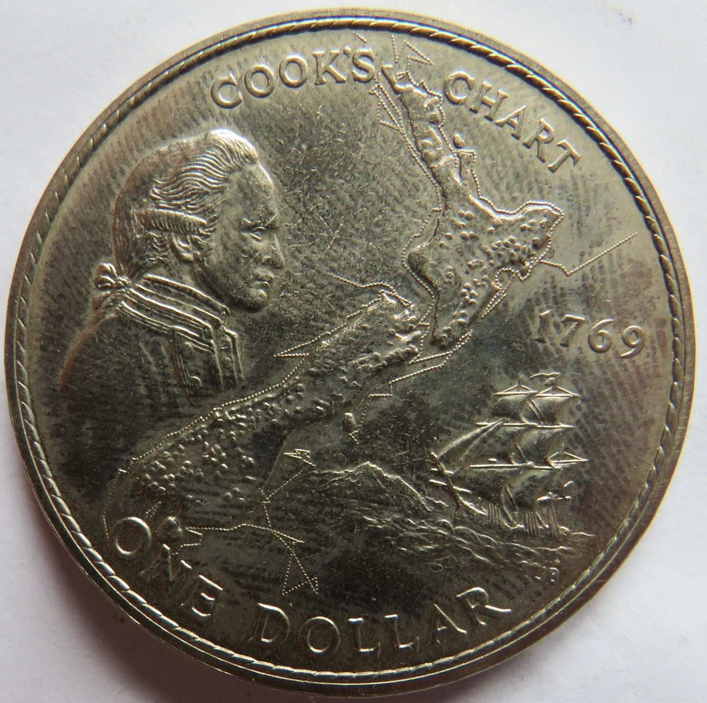 1969 New Zealand $1 One Dollar Coin Cook's Chart