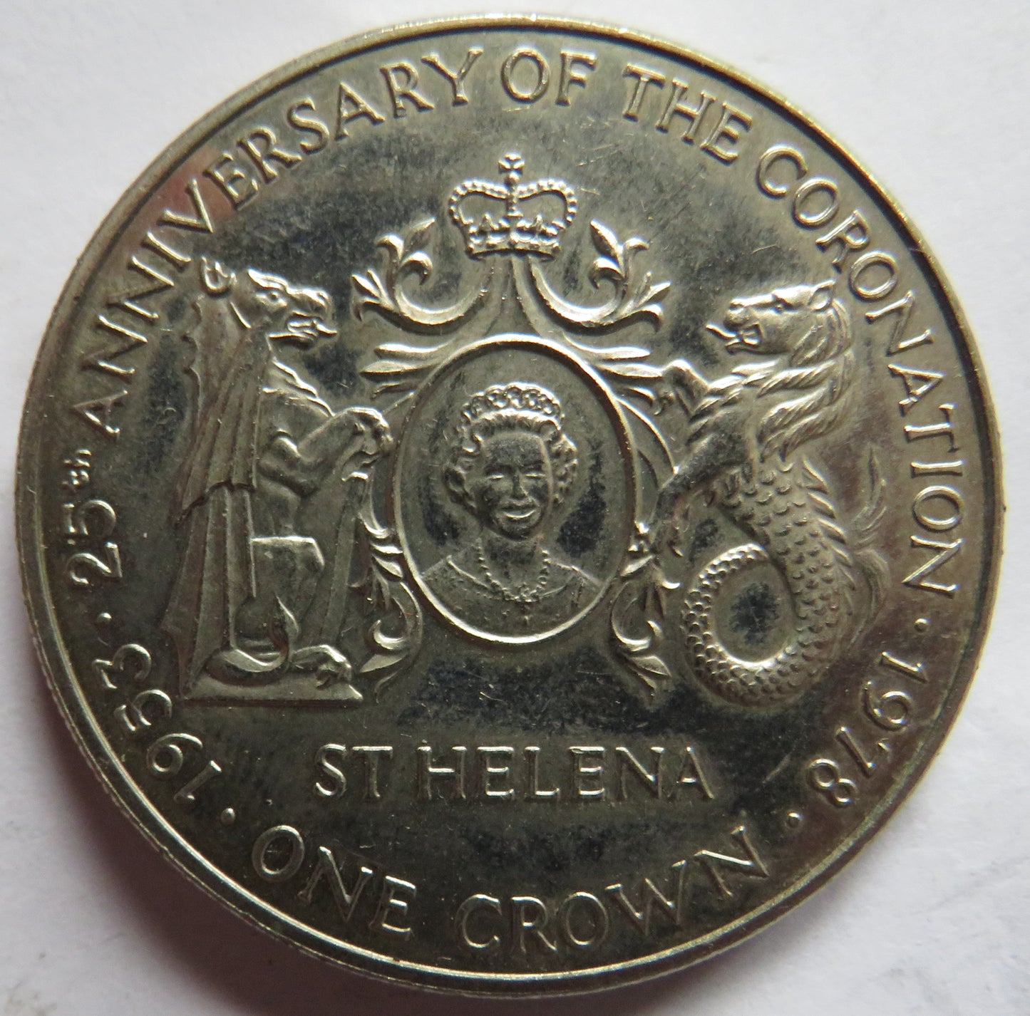 1978 St Helena One Crown Coin 25th Anniversary of the Coronation